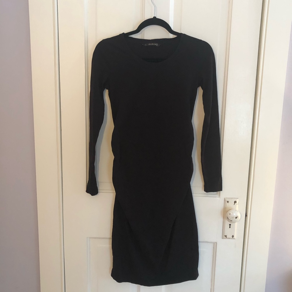 Imanimo Long Sleeve Ruched Maternity Dress